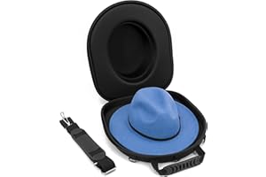 CASEMATIX Huttasche für Fedora, Panama, Bowlerhüte und mehr - Hartschalenhut-Reisetasche mit Tragegurt, Gepäckgurt und Ausweisfach, Hutträger für Hüte mit bis zu 7,6 cm Krempe, schwarz, 39,4 x 34,3