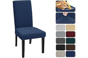 XINEAGE 6 Packs Newest Pattern Dining Chair Slipcover Parsons Chair Furniture Protector Stretch Chair Covers for Dining Room, Restaurant, Kitchen, Party (Navy Blue)