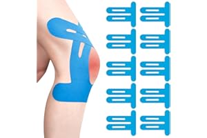 SREBIWO 10 Stück Blau PreCut Kinesiotapes Knie,Kinesiotapes Vorgeschnitten Knie,Kinesiologie Tape,Ohne Shere,Wasserfestes & Elastisches Physio Tape für Knieschmerzen (Blau)