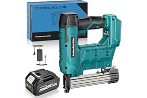 Yofuly Clavadora Electrica de Clavos Compatible con Makk-ita 18V Batería, Pistola Clavos Electrica con 1x 4000mAh, Hasta 3000, 18GA Clavadora Bateria para Tapicero de Madera, Tapizar (Sin Clavos)