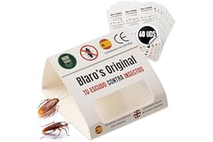 Blaro's Original – Pack de 60 Trampas para Insectos – Trampas Adhesivas Sin Tóxicos ni Biocidas – Seguras para Niños y Mascotas – Captura Eficaz de Cucarachas y Otros Insectos – Adhesivo Natural