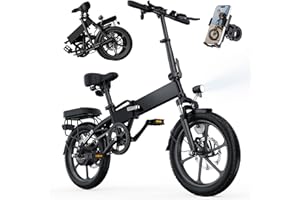 Finbike U3 Electric Folding Bike, 16 inch Portable Electric Bicycle, 2.5H Fast Charge Ebike, 25KM/H & 45KM Range, 3 Riding Modes, Front Shock Absorber, Foldable E-bike for Adults/Teens
