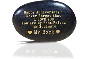 GYTFOG Happy Anniversary Rock Romantic Gifts for Her, Engraved Keepsake Stone with Romantic Message, Heartfelt Gift for Wife or Girlfriend, Happy Anniversary Rock, Personalized Decorative Pebble for Couples
