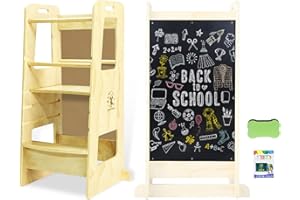 Kiddy dreams Lernturm Lernstuhl Kinderstuhl Küche Helper Learning Tower Kindertritt Montessori-Turm, mit Tafel