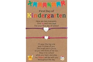 YELUWA 2 Pcs Back to School Bracelet Gifts, Lovely Charm Bracelets Set for Mother and Daughter/Son, Adjustable First Day of School Bracelet Pre-K Kindergarten Gifts for Girls Boy, Mommy and Me Jewelry