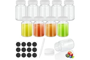 MICHIHOMIE 10 Piezas Frascos de Vidrio con Tapa, 60 ml Botes Cristal Pequeños para Rellenar, Botellas de Vidrio Transparente para Jugo, Tarro de Salsa, Bebidas con Etiquetas y Rotulador para Jugo (Blanco)