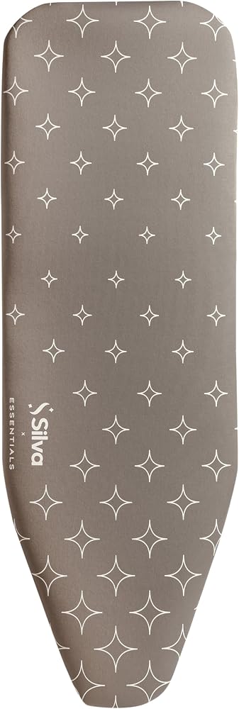 Silva Aura Ütü Masası Kılıfı - 50 x 140 cm Tek Ölçü, Standart Ütü Masaları İçin, Çevresi Lastikli, 250 Derece Isıya Dayanıklı,%100 Pamuk Üst Yüzey, 5 mm Keçe, Stone (Gri)