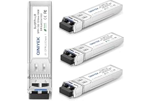 QINIYEK 10GBase-LR SFP+ Transceptor, 10G Módulo SFP+ LC monomodo para Cisco SFP-10G-LR, Ubiquiti UF-SM-10G,Meraki MA-SFP-10GB-LR, Mikrotik, Supermicro, Netgear(SMF,1310nm,10km,DDM)(Paquete de 4)