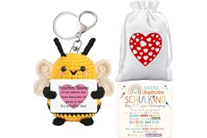 XIEXIESHER Einschulung Mädchen Geschenk, Glück Biene Positive Geschenk, Bee Pocket Hug, Schultüte Füllung Mädchen, Schulkind 2025 Mädchen Glücksbringer Schulanfang Geschenke für Mädchen