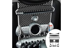 KUNGKIC Lot de 6 pièces intérieur en fibre de carbone remplacement pour mini COoper Clubman R56/R55/R57 2007-2010 et panneau CD décoratif pour l'intérieur - Accessoire de style D - Noir