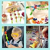 thinkmaster Vakum Molek&uuml;l 25 Par&ccedil;a Yapı Taşları Fidget Duyusal Eğitici Oyuncak Squigz Vakum Molecule Popit 3 ay ve &Uuml;zeri İ&ccedil;in