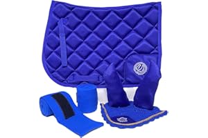 Countrypride EQUIPRIDE GP SADDLE PAD AP SADDLE SET WITH MATCHING EARS & BANDAGES ROYAL BLUE