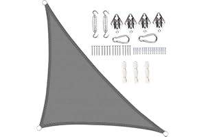 WOLTU Sun Shade Sail Breathable Triangular 3.6 x 3.6 x 5.1m with Mounting Set 85% UV Protection Awning Sun Protection HDPE Permeable Canopy
