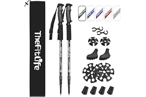TheFitLife Hiking Walking Trekking Poles - 2 Pack With Antishock And Quick Lock System, Telescopic, Collapsible, Ultralight For Hiking, Camping, Mountaining, Backpacking, Walking, Trekking