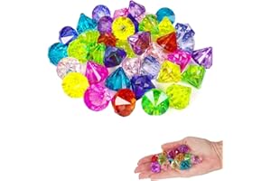 Pocut 60 Pcs Multicolor Party Favors Big Acrylic Diamond Gems Pirate Artificial Jewels Treasure for Home Decoration