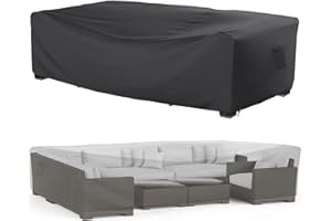 Mrrihand Pokrowiec na meble ogrodowe, odporny na warunki zimowe, 300 x 250 x 100 cm, tkanina Oxford 600D, wodoszczelna, odporna na promieniowanie UV, pokrowiec na stół i krzesła, z wylotem powietrza,