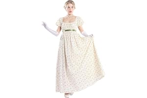 CR ROLECOS Bridgerton Robe Régence victorienne pour femmes, bouffante avec gants, pour le bal