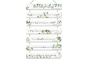 HPNIUB Farmhouse Bible Verse Wood Sign, Sunflower Christian Wall Art, Wooden Plaques (1.5"x12"), Inspiring Kitchen & Office Decor (Green)