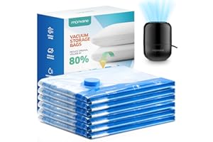 MONVANE Bolsa al Vacio Ropa con Bomba Eléctrica, 6 Jumbo (100 x 80 cm) Bolsas de Almacenaje al Vacío - Bolsas de Vacío para Viaje, Edredones, Mantas, Almohadas, Ropa de Cama