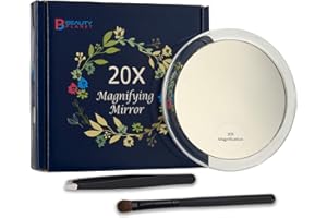 B Beauty Planet Miroir grossissant x 20 Fois avec 3 Ventouse,Petite Taille,Diamètre10cm Ppetit Miroir,pour Le Maquillage l'épilation Les Points Noirs et Les Taches