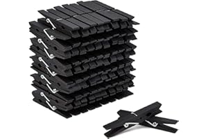 Juvale 100 mollette da bucato in legno nero con vernice ad acqua. Colore: nero.