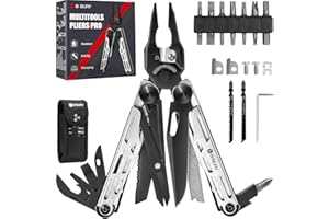 Bibury Multiherramientas, alicates plegables multiherramienta con tijeras mejoradas y juego de destornilladores, multiherramientas de acero inoxidable, profesional, ideal para camping, al aire libre,