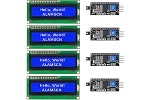 ALAMSCN 4PCS HD44780 1602 16x2 LCD Display Module + 4PCS IIC I2C Adapter IIC LCD Serial Interface Adapter Compatible with Arduino and Raspberry Pi, Blue Backlight Display Board