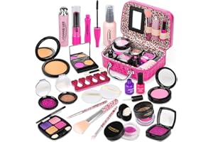 SANLEBI Pretend Makeup Toy Set - 22 PCS Safe Non-Toxic Fake Make Up Set Cosmetic Beauty Kit Role Play Gift for Little Girls Kids Children Age 3 4 5