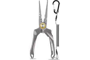 Truscend Alicates de Pesca con Cortador de Mo-V Blade, Resistente a la Recubierto de Teflón Muti-Función de Pesca de Agua Salada de Engranajes Split Ring Plier Cortador de Línea Removedor de Gancho