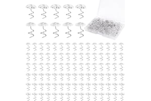GOSKNOR 100pcs Bed Skirt Pins, Strong Hold Upholstery Tacks Headliner Pins Flower and Mushroom Clear Heads Spiral Push Pin Twist Pins for Fixing Slipcovers Bedskirts Furniture Drapery Quilt Fabrics in Place