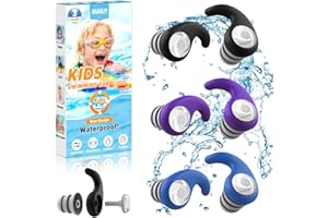 ANANJY Tapones para los Oídos para Natación para Niños (4-12 años) - 3 Pares de Tapones de Silicona Suave Reutilizables para Nadar, Perfectos para el Surf, la Piscina, la Ducha y Otros Deportes Acuáticos