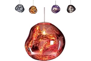 SNBGRYE Lustre Moderne en Verre Fusionné, Lustre à Abat-Jour en Verre IrréGulier à LED, Corde De Suspension RéGlable De 150cm, Lustre Suspendu en Lave, pour Magasin, Club, éClairage IntéRieur,A-20cm