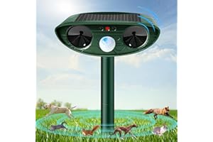 HEEGFF Repellent Cat Deterrents, Ultrasonic Rats Repeller, Solar Animal Repeller, Solar Powered Animal Repeller Waterproof Pest Repellent with Motion Sensor for Farm Dogs Birds Squirrels Deterre Fox