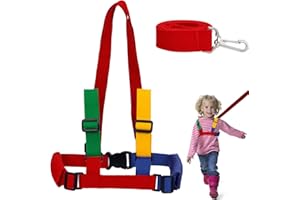 Cerolopy 2 in 1 Safety Walking Harness and Reins, Safety Leash Anti-Lost Toddler Reins for Walking 1-3 Years Kids Anti-Lost Baby Walking Harness with Blue,red,Yellow Color Band