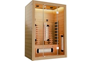 Artsauna Infrarotkabine Kiruna130 Premium mit Vollspektrum- & Flächenstrahler, 2 Person, 130x105x190 cm, LED Farblicht & Glastür, Infrarotsauna Sauna - Rückenstrahler dimmbar