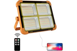 ‎COSYEASY 100W LED Baustrahler Solar Wiederaufladbar, Akku Arbeitsstrahler Tragbare Campinglampe mit 16500mAh Powerbank,10000 Lumen für Baustelle Garage Werkstatt für Angeln Notfall Baustelle Garage