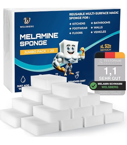 SmilinFit Magic Sponge Radiergummis – 100 Stück, Melaminschwämme, 2-fache Dichte, Für Hartnäckige Flecken