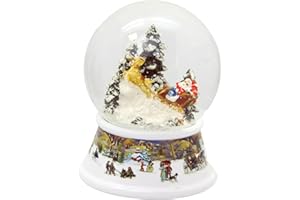MINIUM COLLECTION Bola de nieve de Papá Noel en trineo sobre pedestal, diseño nostálgico de nieve, Navidad e invierno, con caja de música, 100 mm de ancho, diseño en Alemania * 20201