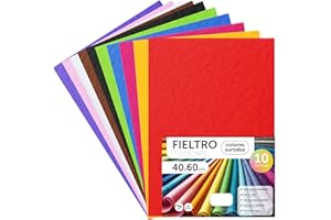 m-office Feutrine Loisir Créatif, Feutrine de Couleurs, Douce et Flexible, Matériau pour Couture, Tissus Patchwork, Idéale pour Projets DIY, Artisanat ou Décoration, 40x60cm (assorties, 10 pcs)