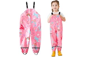 JinBei Pantalones Impermeables para Niño Niña, Transpirable Cortaviento Unisex Niños Correa Ajustable Pantalon Ligero Intemperie Reflectante Pantalón con Bolsillo Lluvia Pants Infantil Ropa 2-6 Años