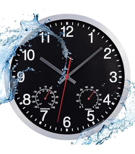 Schiefer-Effekt Garten Wanduhr & Thermometer Un Produktbild-Vorschau 5