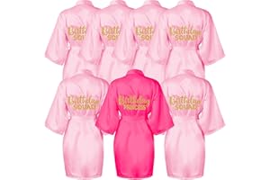 TESIN 7 vesti di compleanno per ragazze, spa feste, abito da principessa, in raso, kimono per ragazze e donne, Colore: rosa., 10 anni