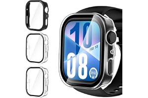 ivoler 3 stycken hårt PC-fodral med glas skärmskydd för Huawei Watch Fit 4, komplett skydd stötsäkert skyddsfodral ultratunn