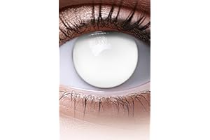 MERALENS Lentillas de color blanco Blind White 1 par. Cómodas y perfectas para carnaval de Halloween, cosplay de anime, blandas, sin dioptrías + recipiente de lentillas, sin graduación