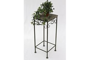 DanDiBo Blumenhocker Metall Eckig 56 cm Blumenständer 11134 Beistelltisch Pflanzenständer Holzablage Blumensäule