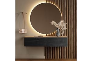 Planetmöbel - Mobiletto contenitore compatto per corridoio/ingresso, 1 x 140 cm, con sportello, installazione a parete o pavimento, 37,8 x 140 x 32,5 cm (P x L x A), rovere oro/nero (Charcoal)