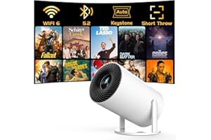 [Support réglable à 270 °] PANSEBA Smart Mini projecteur avec WiFi 6 et Bluetooth, projecteur de film extérieur Keystone, prise en charge Full HD 1080p, grand écran, projecteur domestique portable