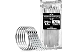 Serflex Inox Collier De Serrage 50 Pièces 200×4.6mm,Serre,Câbles Inoxydable Avec Attache Câblées Acier, Pour Échappement,Câbles Groupés，Clôtures Deecam Serre Cable Acier,Bande Thermique Echappement