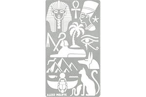Aleks Melnyk #31 Pochoir Loisirs Creatifs, Anniversaire Egypte, Pochoirs Metal, Gabarit, Égypte Ancienne Symbole, Pyrogravure sur Bois, 1 pièce, Hiéroglyphes pour Peintures de Papyrus Égyptiens