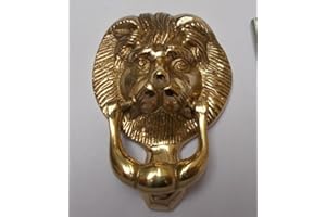 Ironmongery World Front Door Knocker Traditonal Classic & Vintage Victorian Knocker (Small Lion Head Polished Brass)
